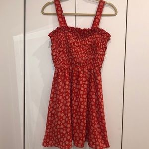 Red floral print dress